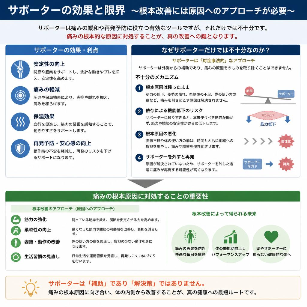 サポーターだけでは治らない理由