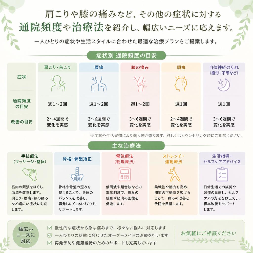 症状別通院頻度の目安—その他の症状編